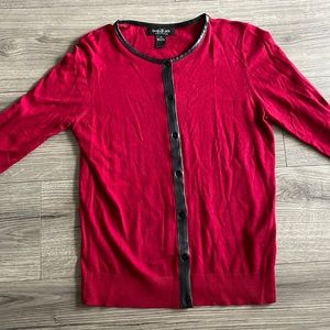 Red wine sweater with black leather